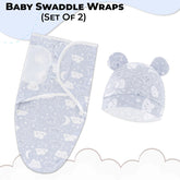 Organic Cotton Hooded Muslin Swaddle Wrap for Baby (Smiley Cloud)